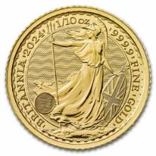 2024 1/10 Oz Gold Britannia Bu (king Charles Iii)