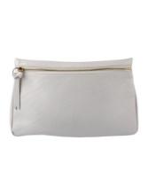 Jimmy Choo White Embossed Leather Zip Cls Clutch