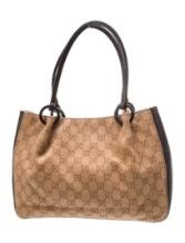 Gucci Gg Bree Canvas Silver-tone Hdw Top Hdl Bag