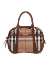Burberry House Check Brown Canvas Zip Top Hdl Bag