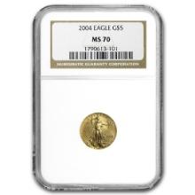 2004 1/10 Oz American Gold Eagle Ms-70 Ngc