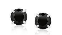 14k Wgold Round .50ct Black Onyx Stud Earrings