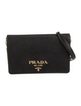Prada Nero Saffiano Chain-link Snap Evening Bag