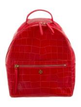 Tory Burch Red Embossed Leather Zip Cls Backpack