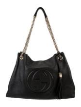Gucci Black Leather Antiqued Clasp Cls Hobo