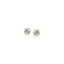 14k Gold Round .06 White Sapphire Stud Earrings