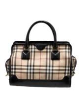 Burberry Nova Check Pvc Zip Closure Top Hdl Bag
