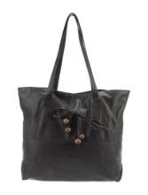 Gucci Vtg Blk Leather Gunmetal Hdw Beaded Tote