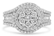 14k Wgold 1.51ct Diamond Floral Cluster Ring