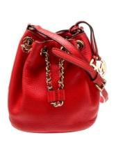 Michael Kors Orange Leather Drawstring Bucket Bag