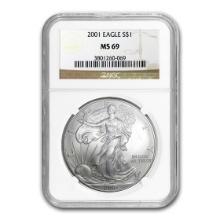 2001 American Silver Eagle Ms-69 Ngc