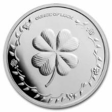 1 Oz Silver Rnd Ounce Of Luck Clover & Horseshoe
