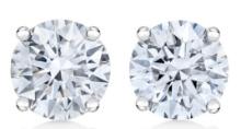 14k White Gold Round 1.00ct Diamond Stud Earrings