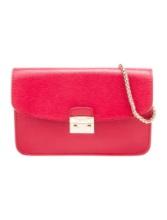 Furla Red Leather Chain-link Push-lock Red Leather