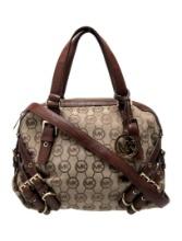 Michael Kors Brown Canvas Zip Closure Top Hdl Bag