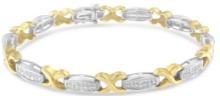 14k Two Tone Gold 2.00ct Diamond X-link Bracelet