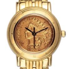 Gold Tone Indian Head Penny Ladies Watch