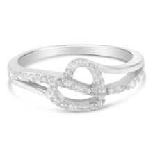 Elegant Round .13ct Diamond Open Heart Ring