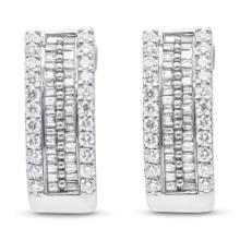 14k Wgold 1.49ct Diamond 4-row Hoop Earrings