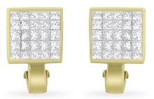 14k Gold Princess 3.20ct Diamond Stud Earrings