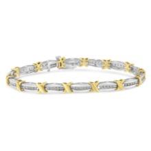 10k Gold-pl. Round 1.00ct Diamond Tennis Bracelet
