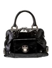 Marc Jacobs Black Patent Leather Zip Top Hdl Bag