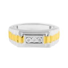 10k Gold-pl. Round .05ct Diamond 3-stone Ring