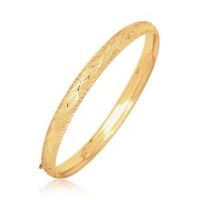 14k Gold Diamond Cut Design Dome Children's Bangle