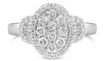 10k Wgold 1.00ct Diamond Oval Cluster Ring
