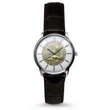 Gilded Sacagawea Dollar Leather Band Men's Watch