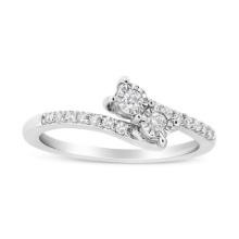 10k Gold Round .23ct Diamond 2-stone Bypass Ring