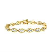 10k Goldpl 1.00ct Diamond Eye-shaped Link Bracelet
