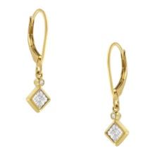 14k Gold-pl .30ct Diamond Lever Back Earrings