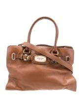 Michael Kors Brown Lthr Chain-link Snap Shldr Bag
