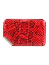 Bally Red Snakeskin Silver-tone Hdw Clutch
