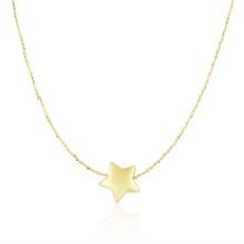 14k Gold Shiny Puffed Sliding Star Charm Necklace