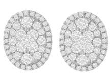 14k Gold Round 1.75ct Diamond Cluster Earrings