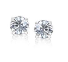 Round .20ct White Sapphire Faceted Stud Earrings