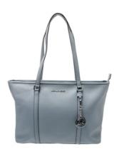 Michael Kors Blue Saffiano Leather Zip Cls Tote