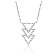 14k Wgold Round .18ct Diamond Triangle Necklace