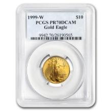 1999-w 1/4 Oz Proof American Gold Eagle Pr-70 Pcgs