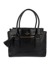 Kate Spade Black Leather Gold-tone Hdw Tassel Tote