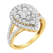 14k Gold-pl. 1.50ct Diamond Pear Cluster Ring