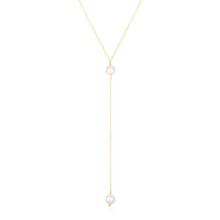 14k Gold Lariat Necklace With Pearls