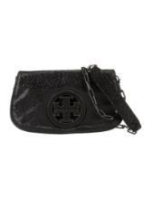 Tory Burch Black Leather Gunmetal Hdw Shldr Bag