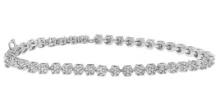 14k Wgold 2.00ct Diamond Cluster Tennis Bracelet