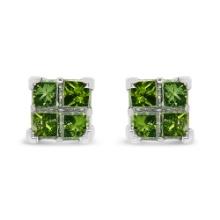 Exquisite .40ct Green Diamond 4-stone Earrings