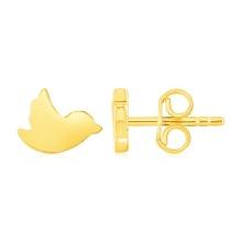 14k Gold Dove Stud Earrings