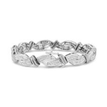 14k Gold 4.00ct Diamond Wave Style Link Bracelet