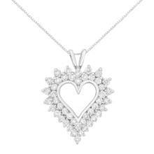 Round 3.00ct Diamond Cluster Open Heart Necklace